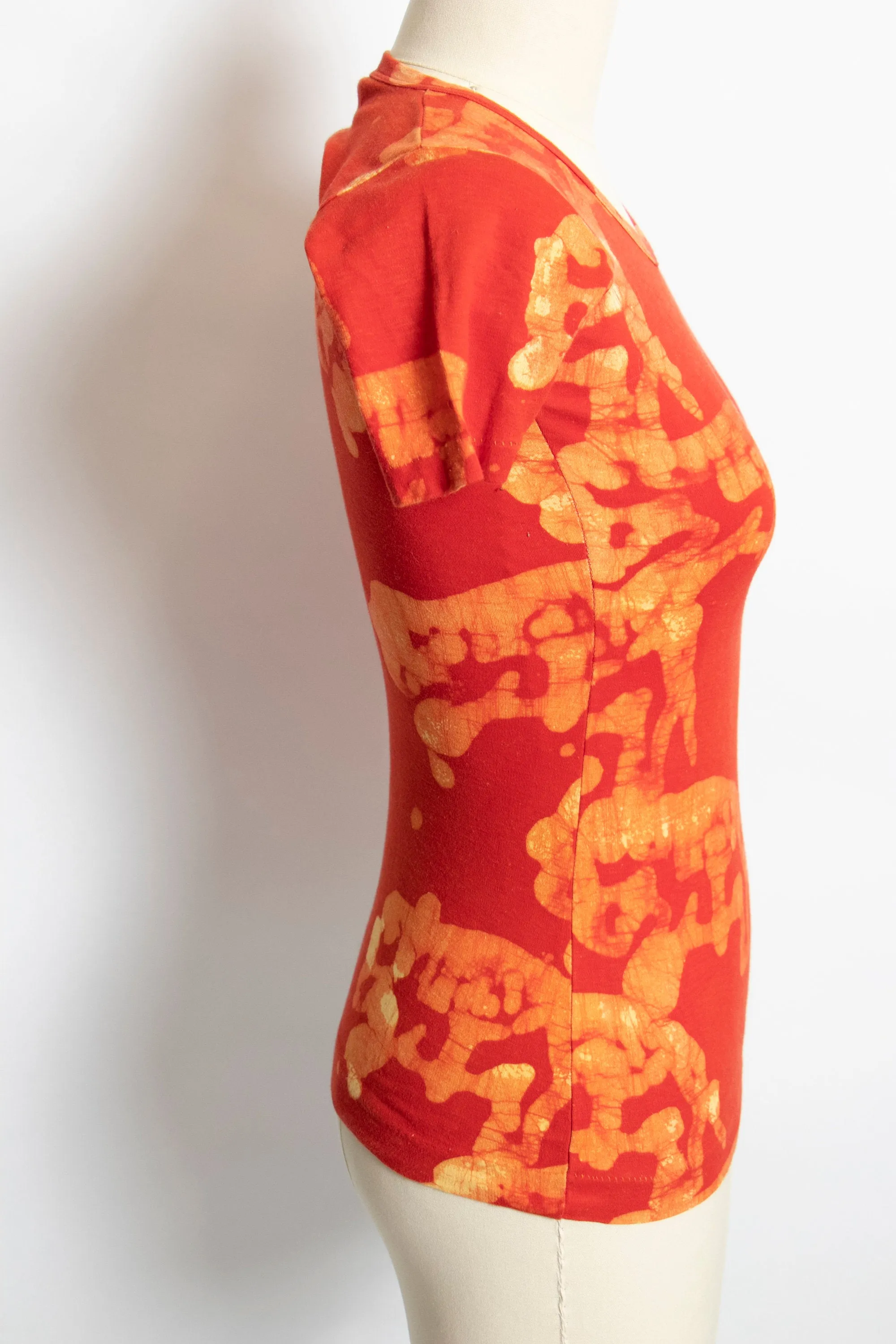 1970s T-Shirt Elephant Printed India Cotton Tee XS