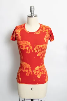 1970s T-Shirt Elephant Printed India Cotton Tee XS