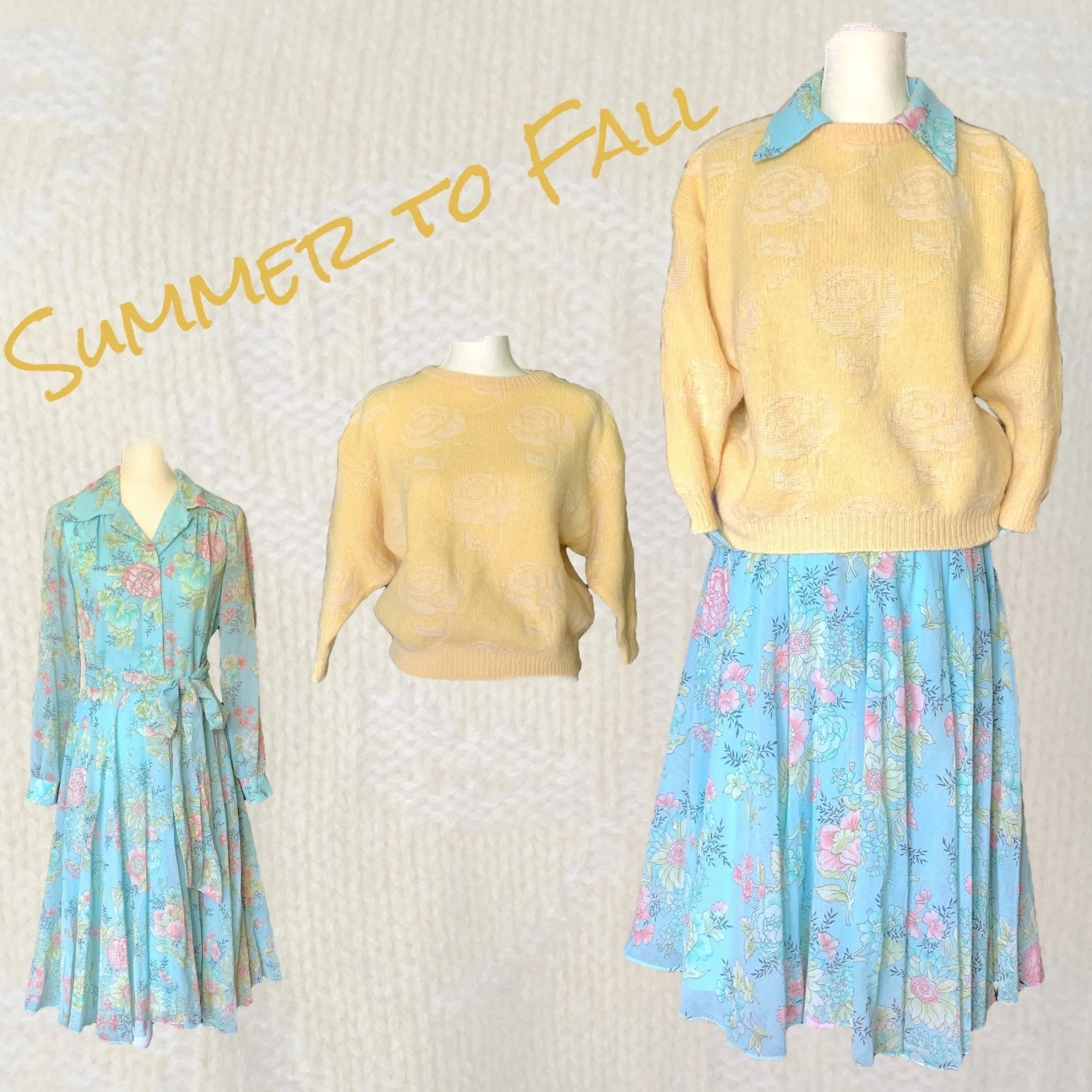 1980s Yellow Batwing Sweater by United Colors of Benetton. Bohemian Floral Design. Sustainable Fashion.