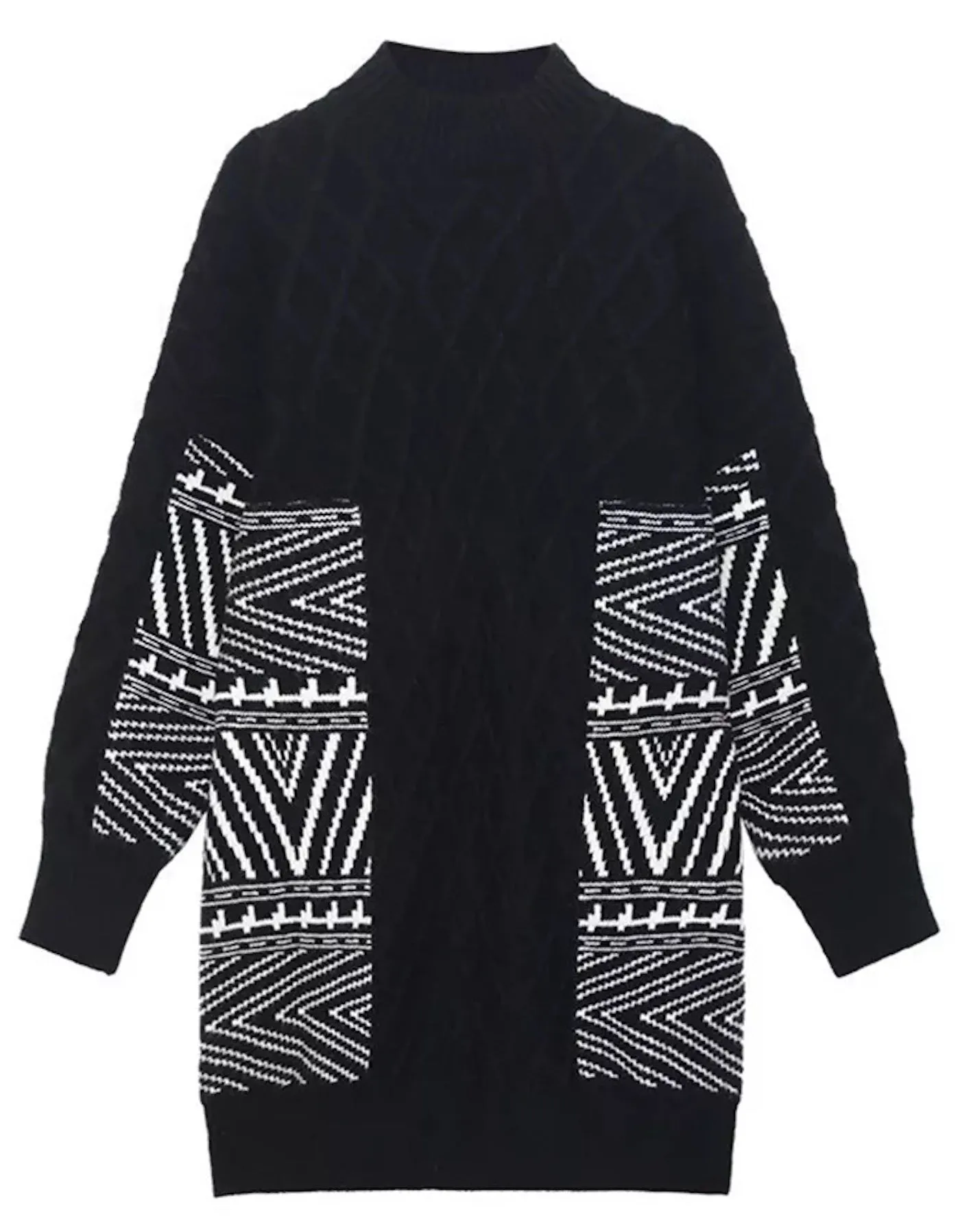 2- Tone Tunic Sweater Dress