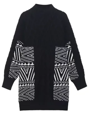 2- Tone Tunic Sweater Dress