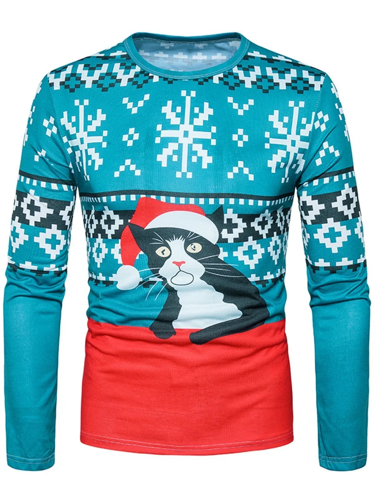 3D Cat Geometric Crew Neck Shirt