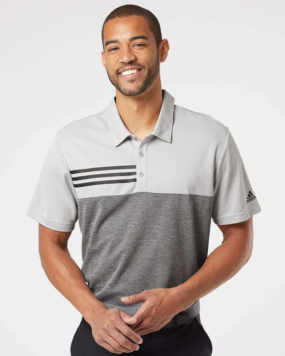 Adidas Heathered Colorblock 3-Stripes Sport Shirt