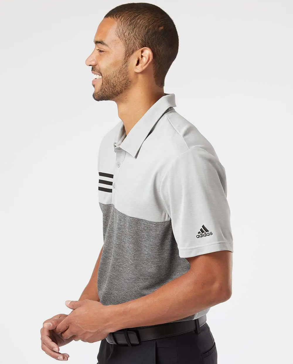 Adidas Heathered Colorblock 3-Stripes Sport Shirt