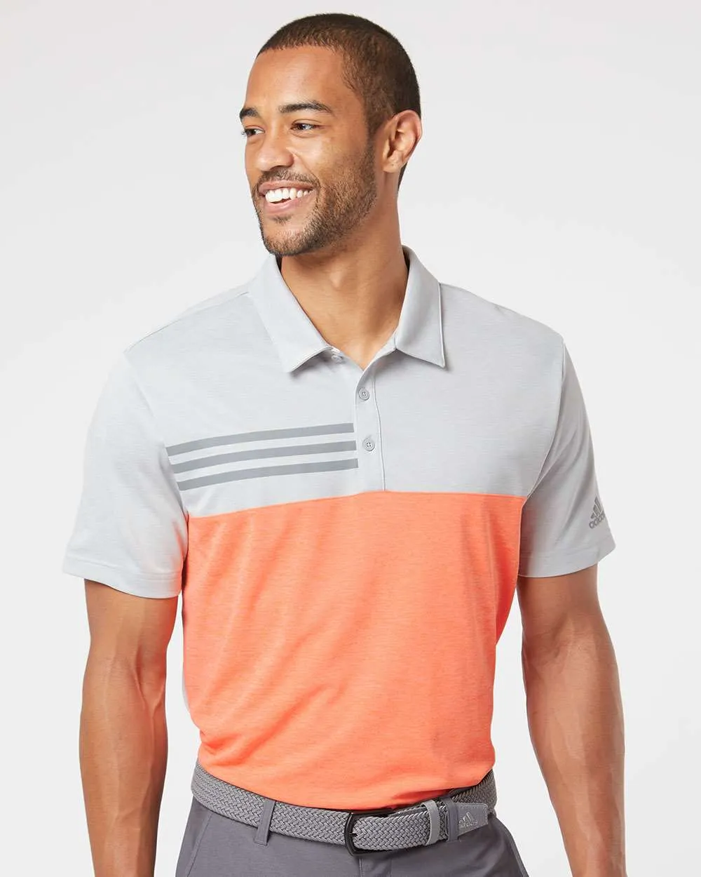 Adidas Heathered Colorblock 3-Stripes Sport Shirt