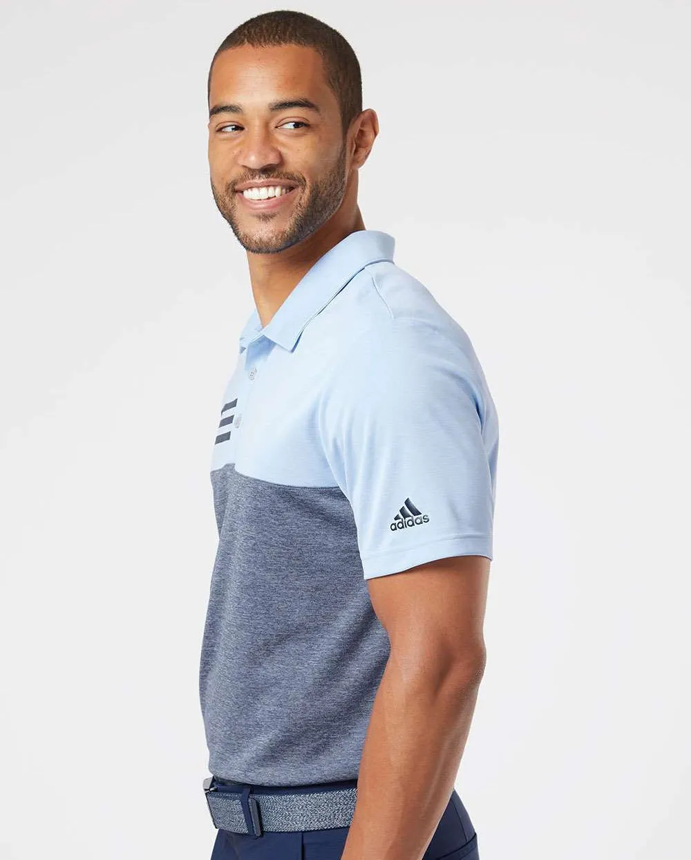 Adidas Heathered Colorblock 3-Stripes Sport Shirt