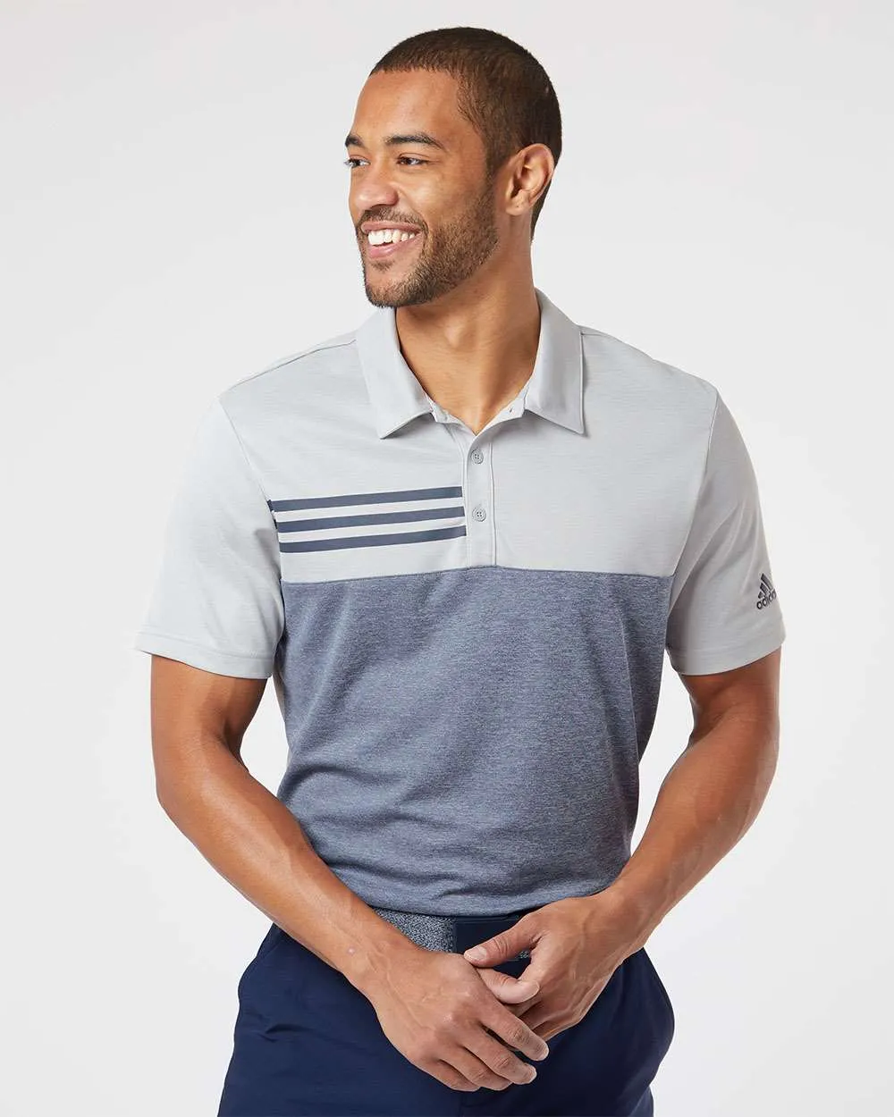 Adidas Heathered Colorblock 3-Stripes Sport Shirt