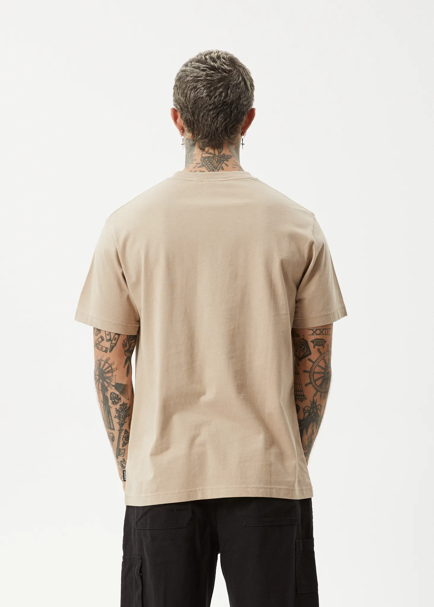 AFENDS Mens Vinyl - Retro Fit Tee - Taupe