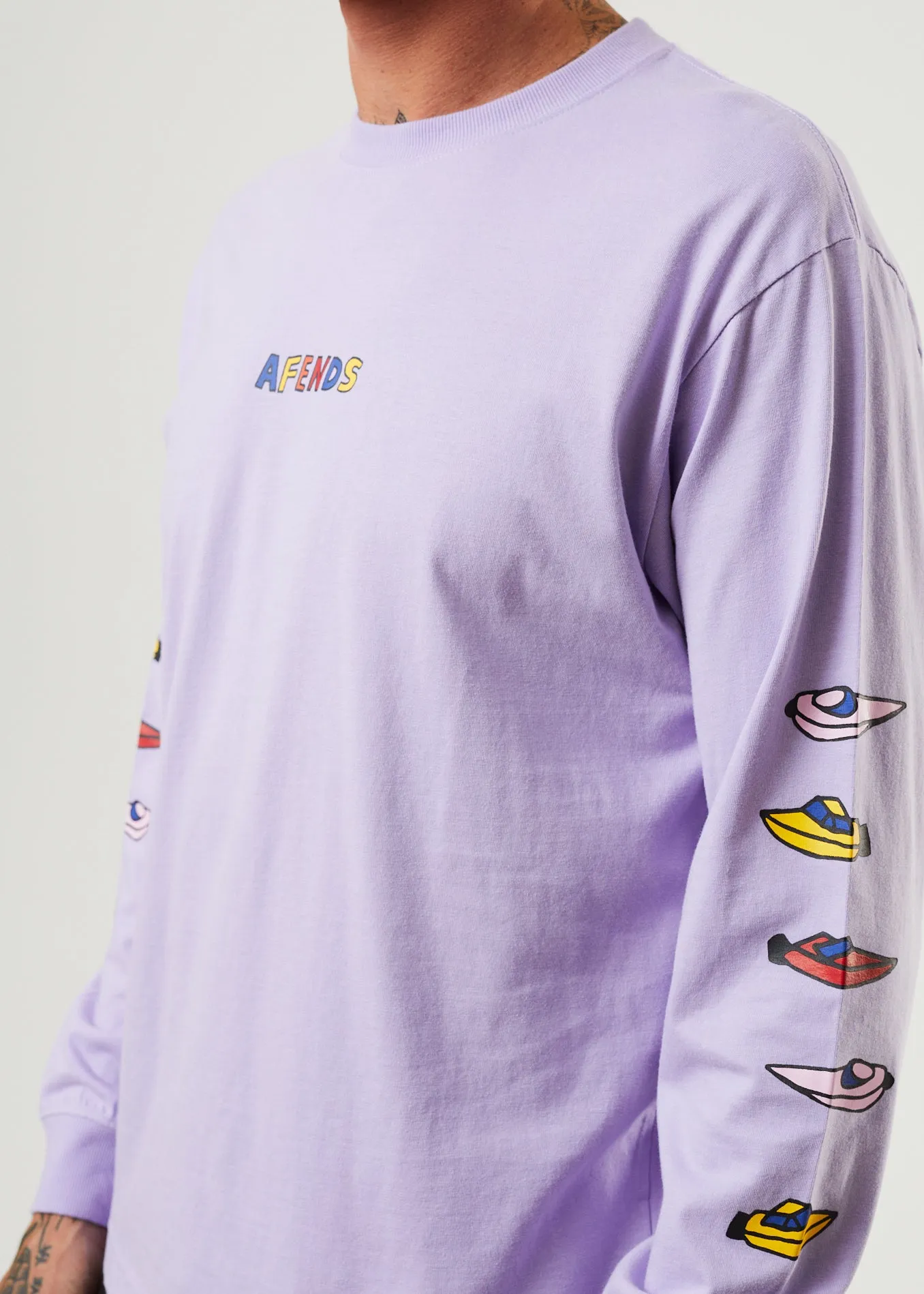 AFENDS Mens Wahzoo - Long Sleeve Graphic T-Shirt - Tulip