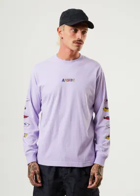 AFENDS Mens Wahzoo - Long Sleeve Graphic T-Shirt - Tulip