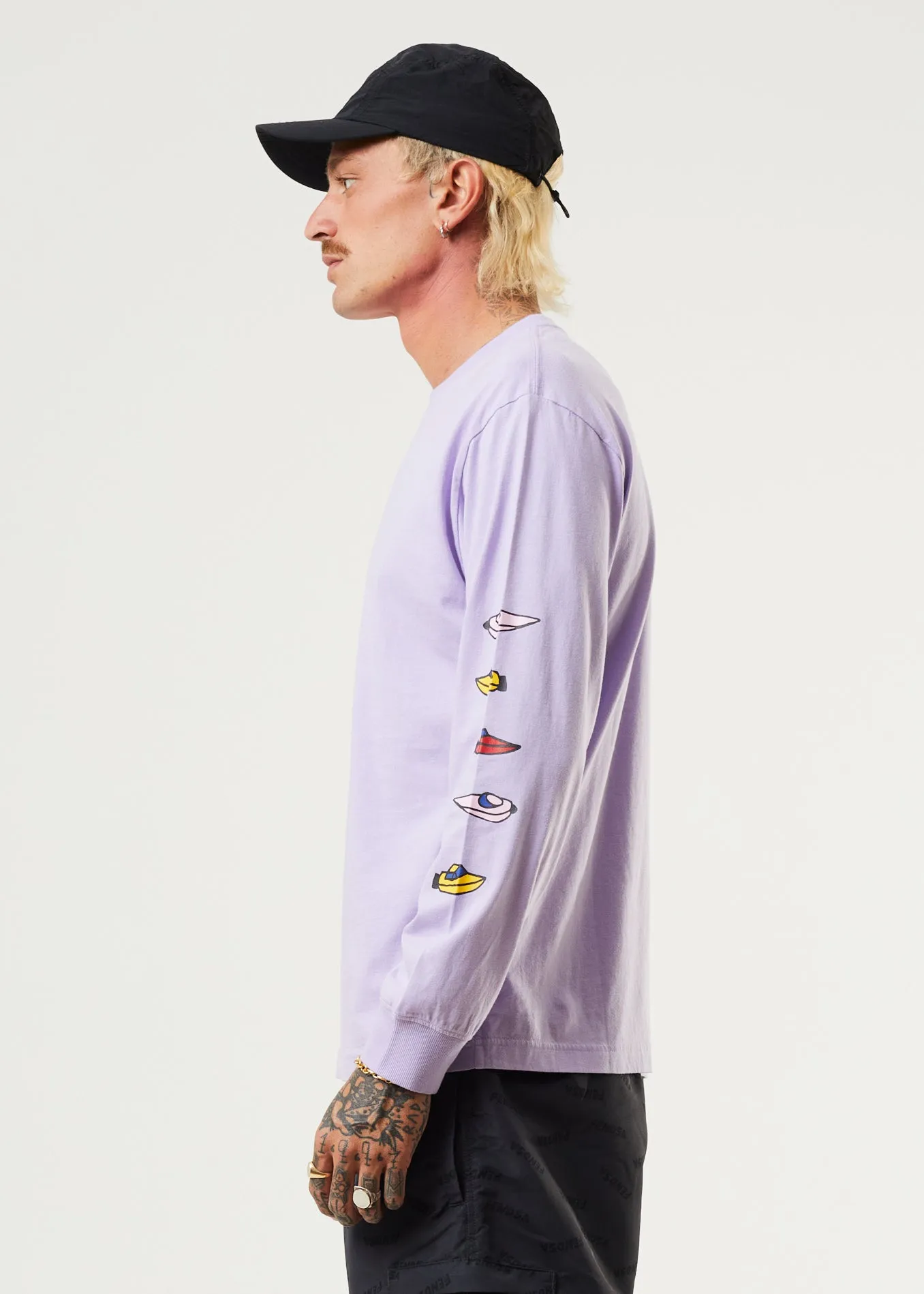 AFENDS Mens Wahzoo - Long Sleeve Graphic T-Shirt - Tulip