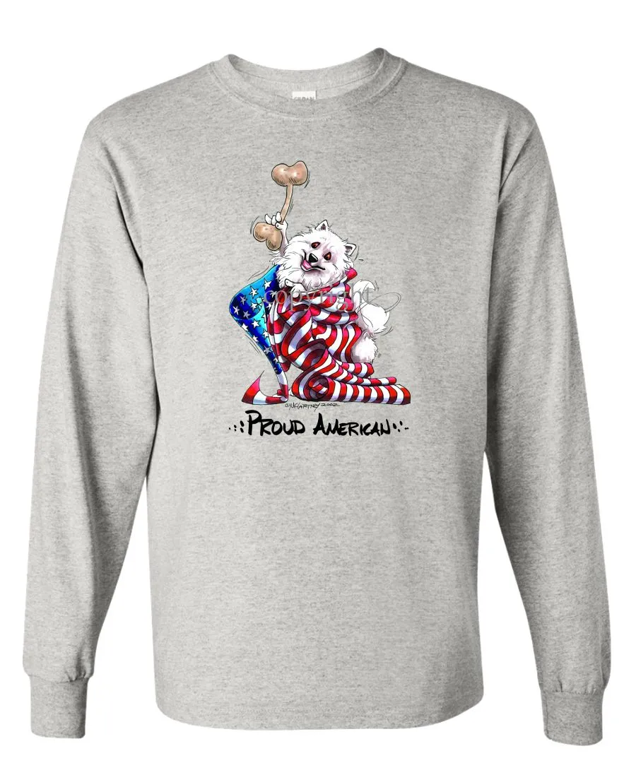 American Eskimo Dog - Proud American - Long Sleeve T-Shirt