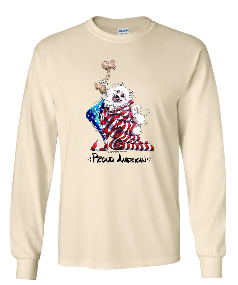 American Eskimo Dog - Proud American - Long Sleeve T-Shirt