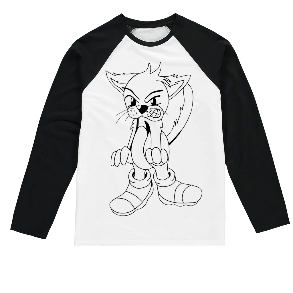 Angry Cat Sublimation Baseball Long Sleeve T-Shirt