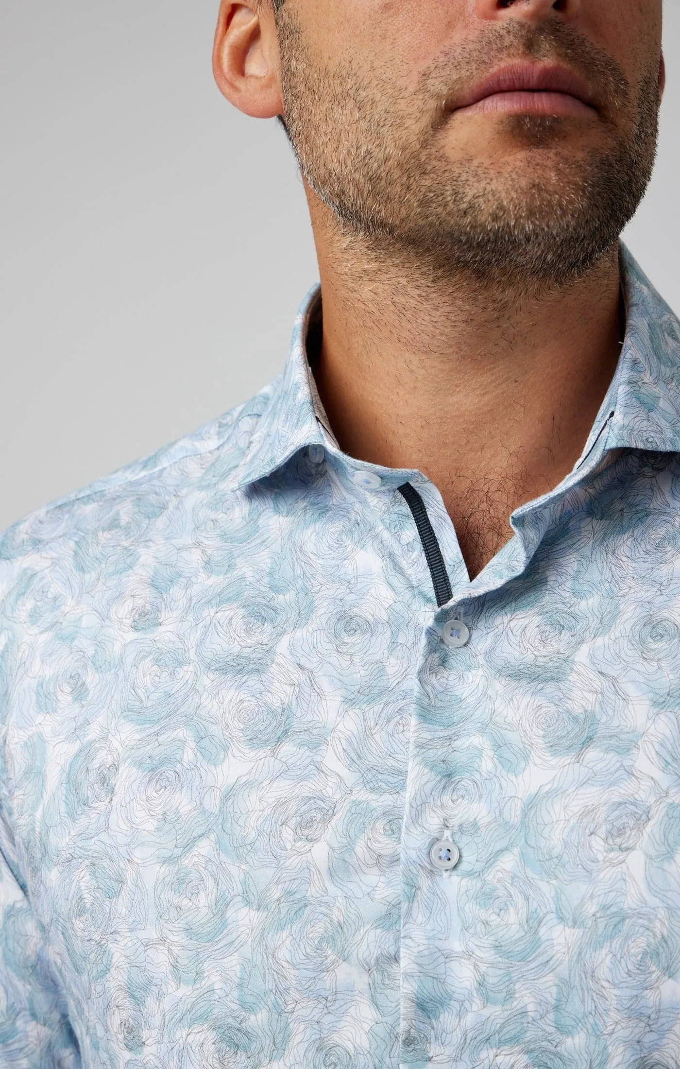 Aqua Roses Long Sleeve Shirt