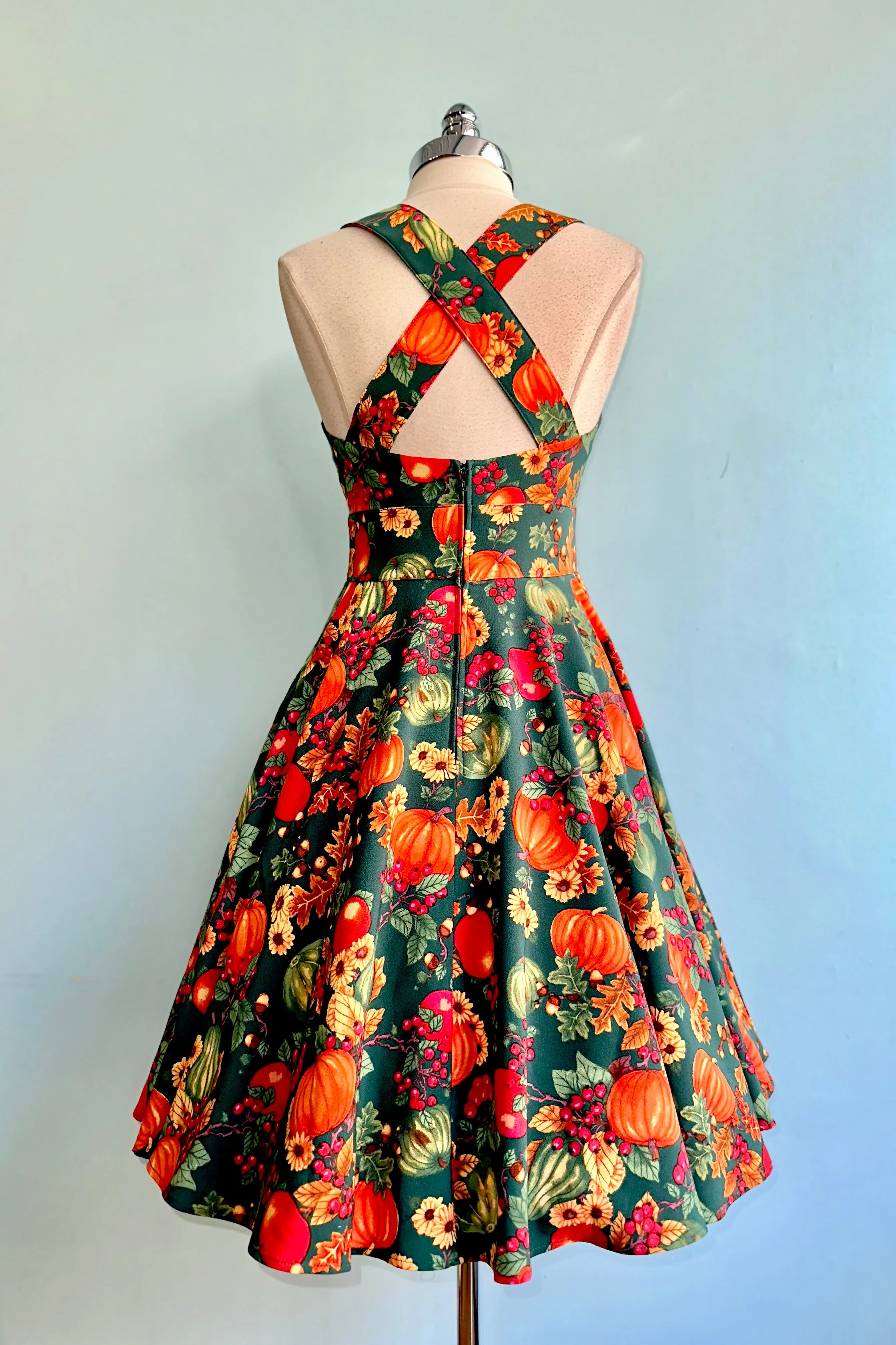Autumn Leaves Pinafore Dress by Hell Bunny
