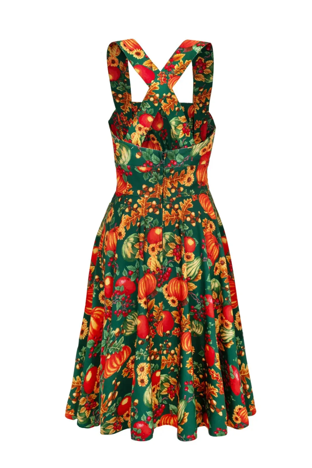 Autumn Leaves Pinafore Dress by Hell Bunny