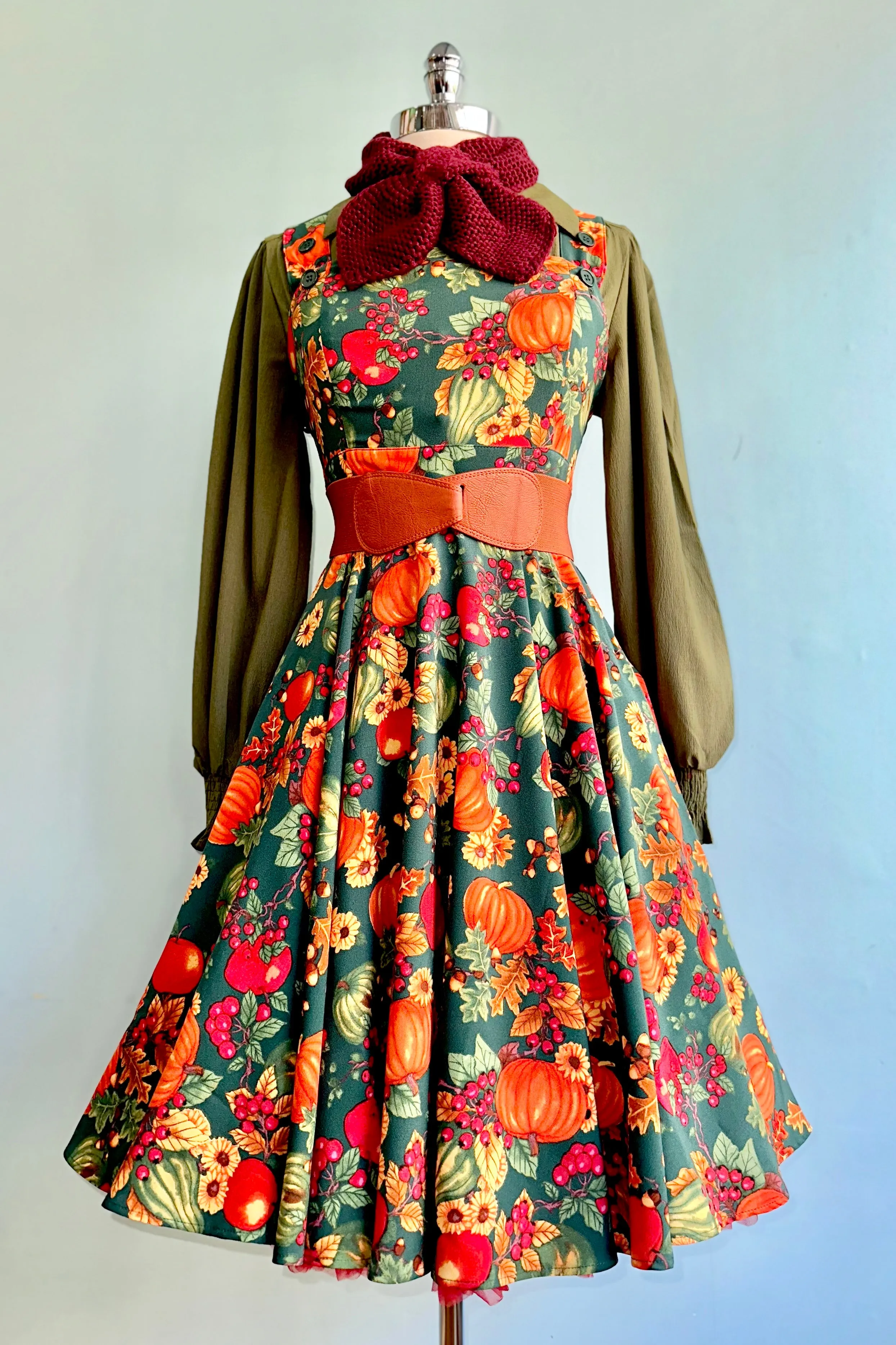 Autumn Leaves Pinafore Dress by Hell Bunny