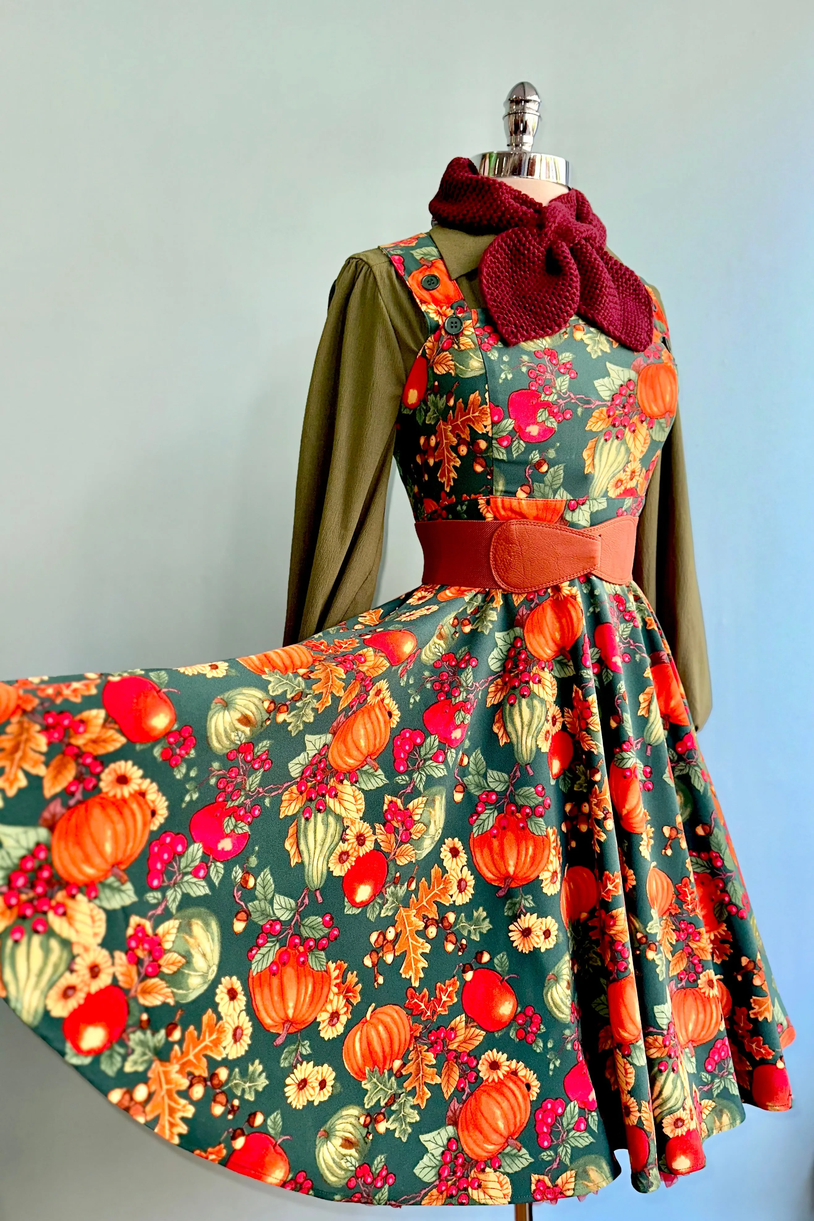 Autumn Leaves Pinafore Dress by Hell Bunny
