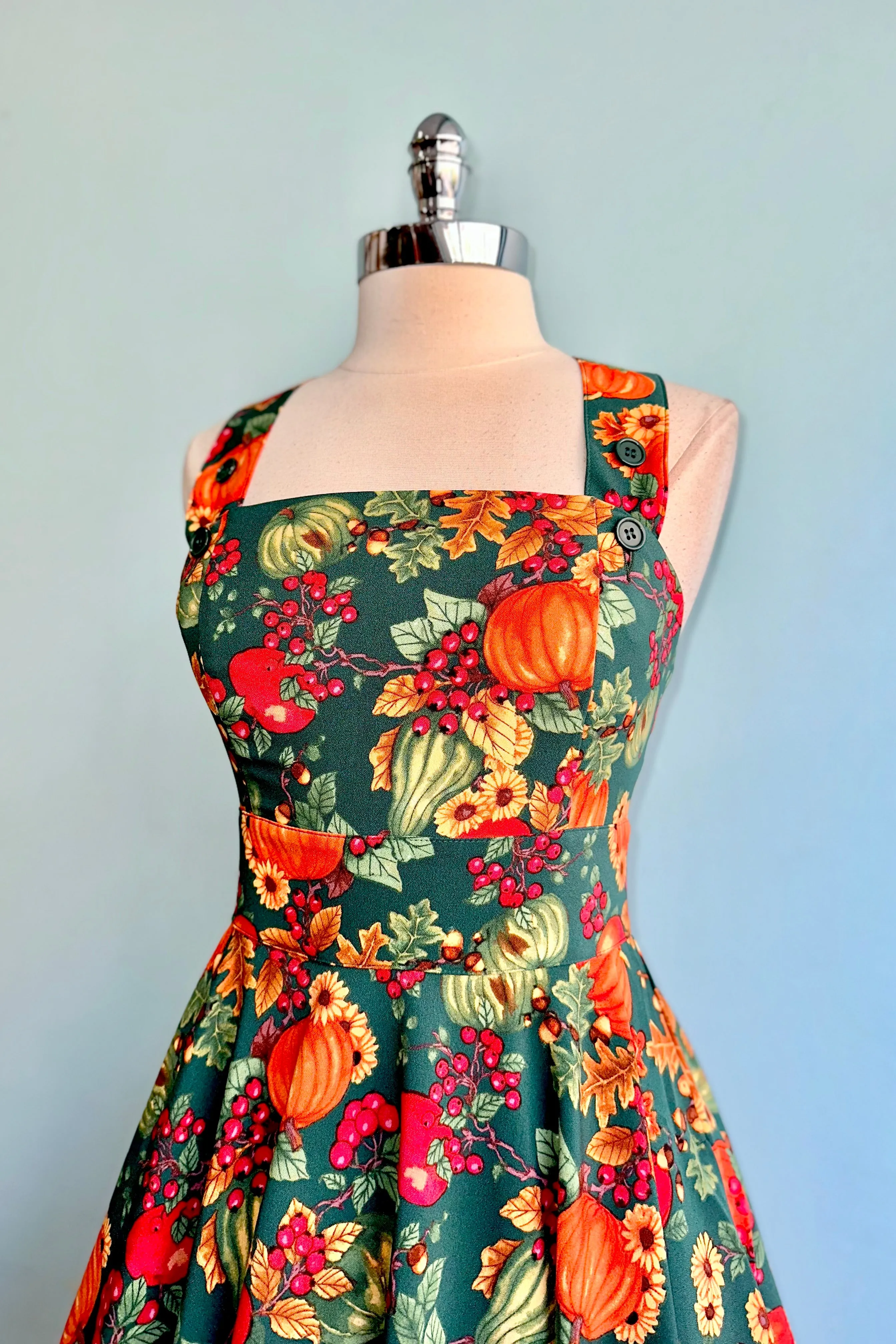 Autumn Leaves Pinafore Dress by Hell Bunny