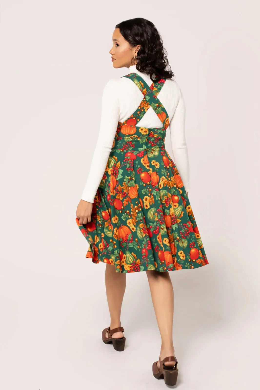 Autumn Leaves Pinafore Dress by Hell Bunny