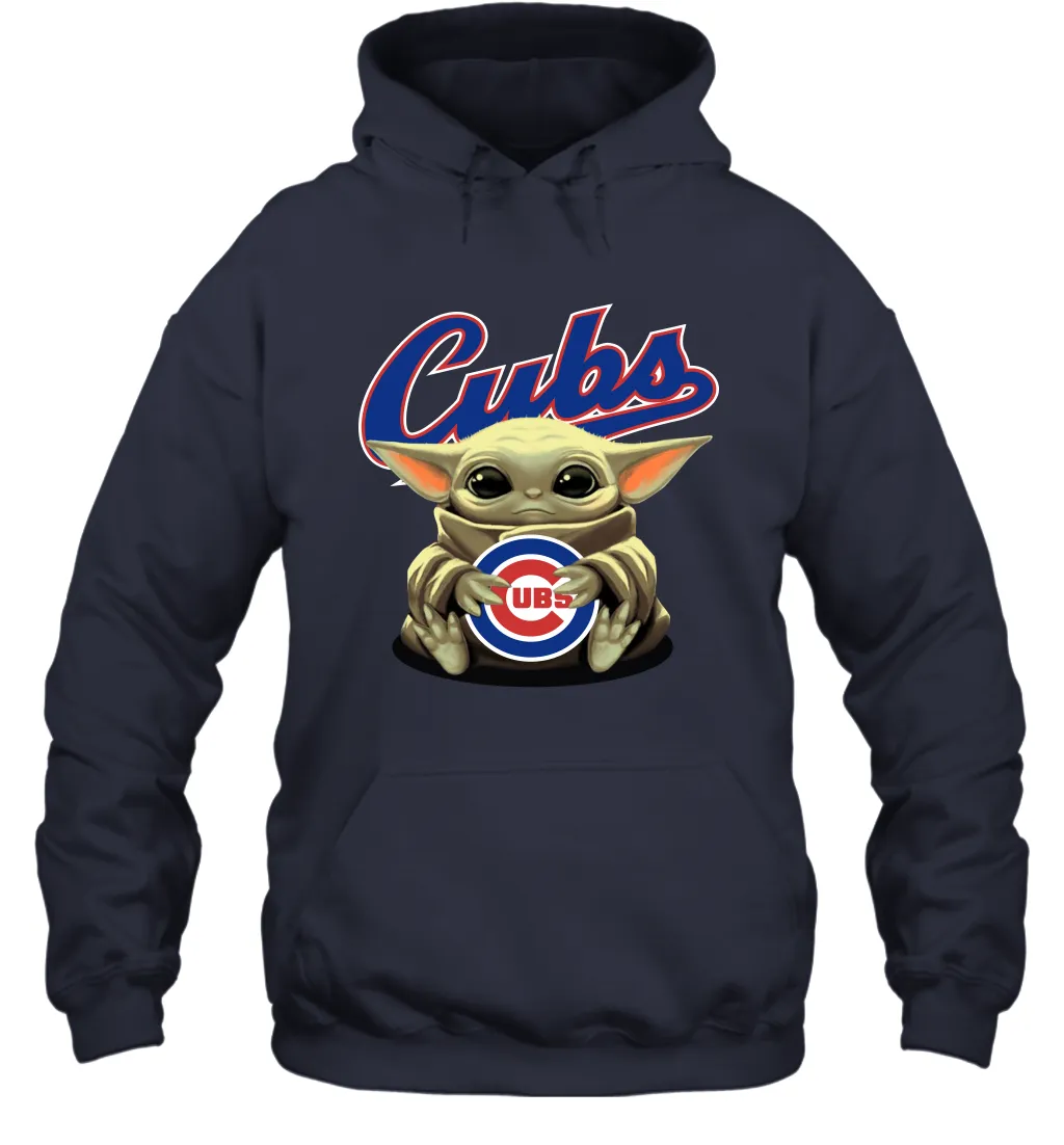 Baby Yoda Hugs Loves The Chicago Cubs Baseball Adult Hoodie Sweatshirt