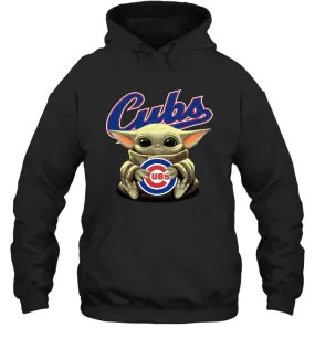 Baby Yoda Hugs Loves The Chicago Cubs Baseball Adult Hoodie Sweatshirt