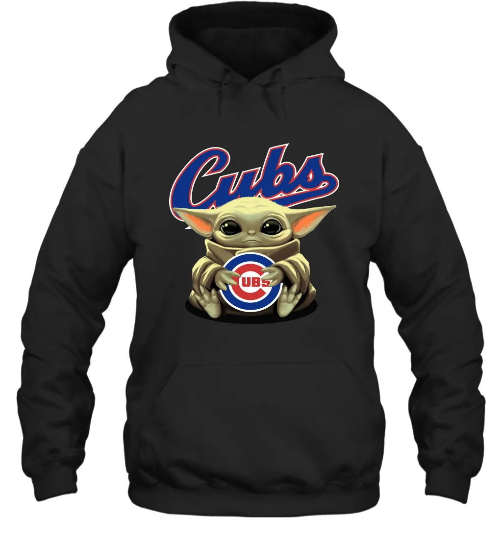 Baby Yoda Hugs Loves The Chicago Cubs Baseball Adult Hoodie Sweatshirt