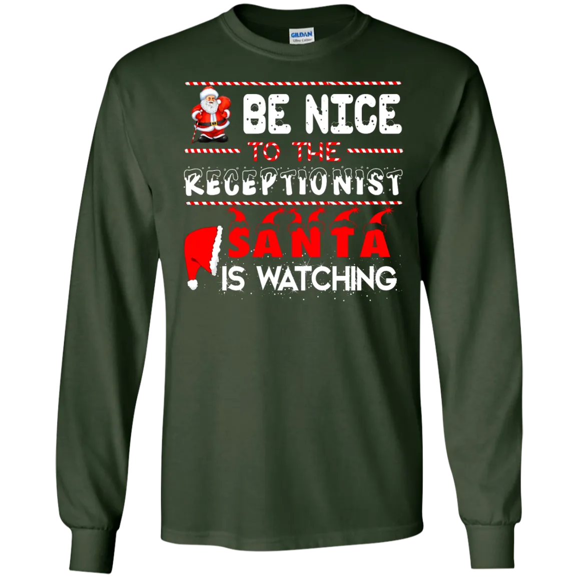 Be Nice To The Receptionist Santa is Watching Shirt, Hoodie, Tank