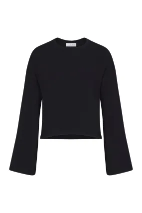 Bell Sleeve Boxy Crop Sweater in Modal Knit