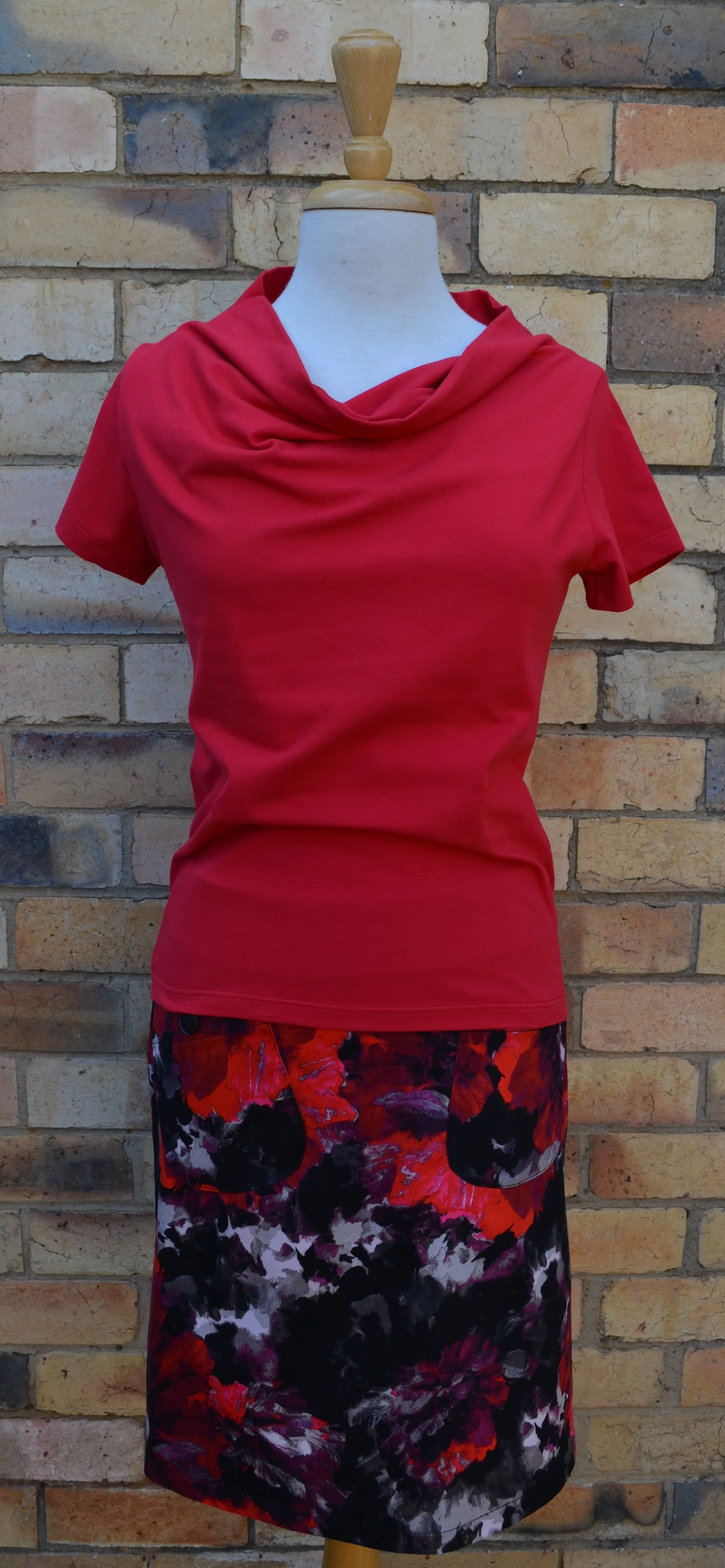 Berserk Fire Red Cotton Elastane Cowl T Shirt