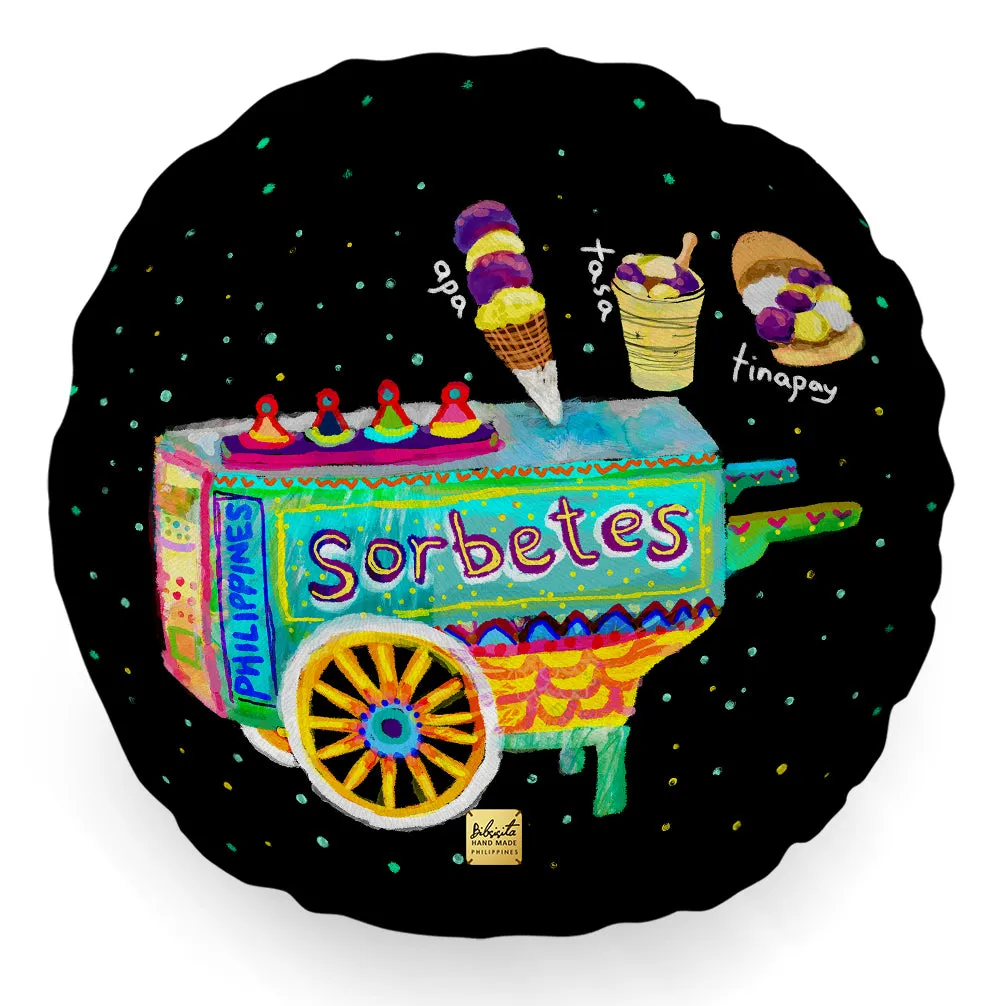 Bibsisita Pillow Round with Filler - Sorbetes - Black