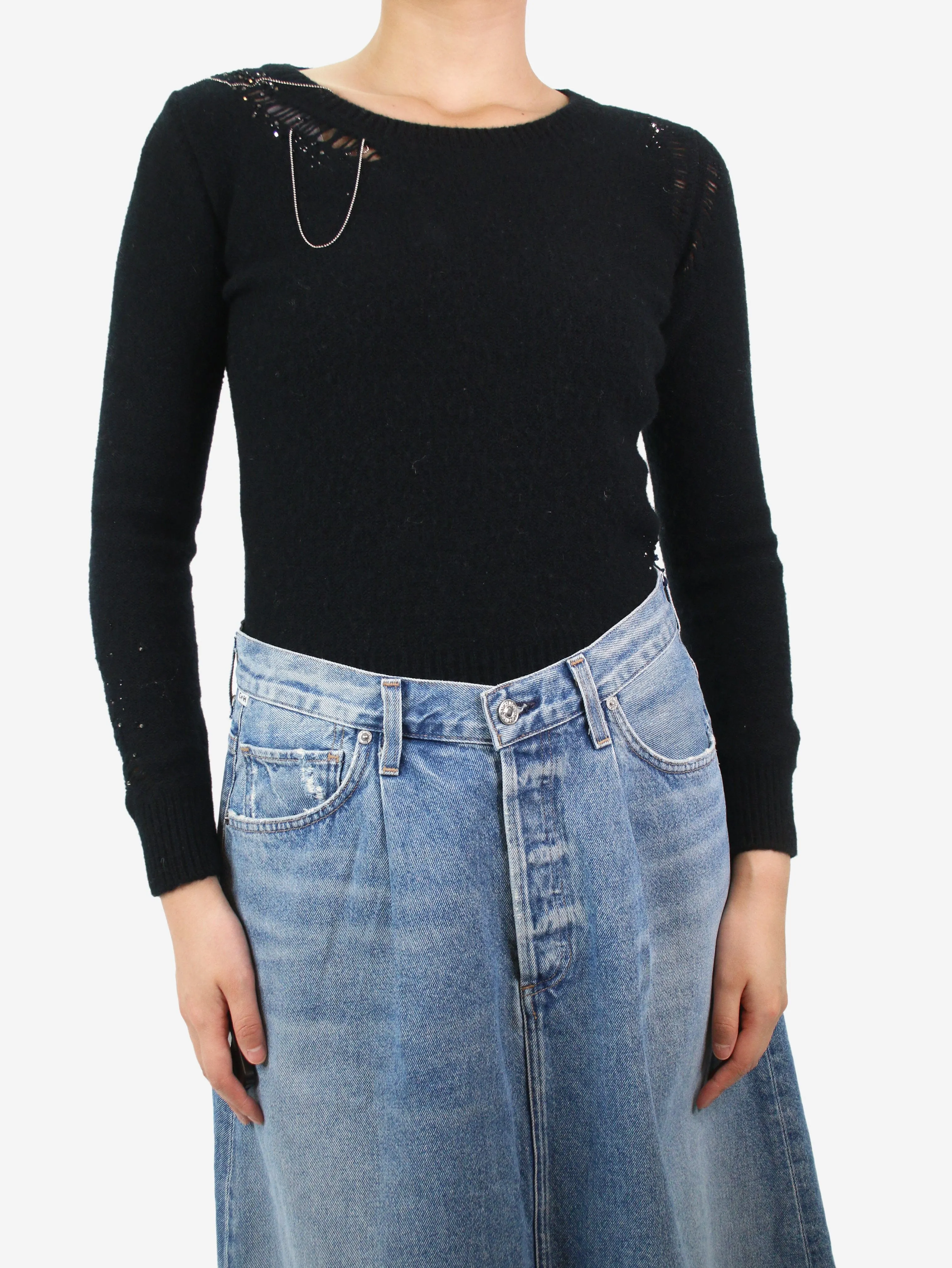 Black embelished jewel detail jumper - size M