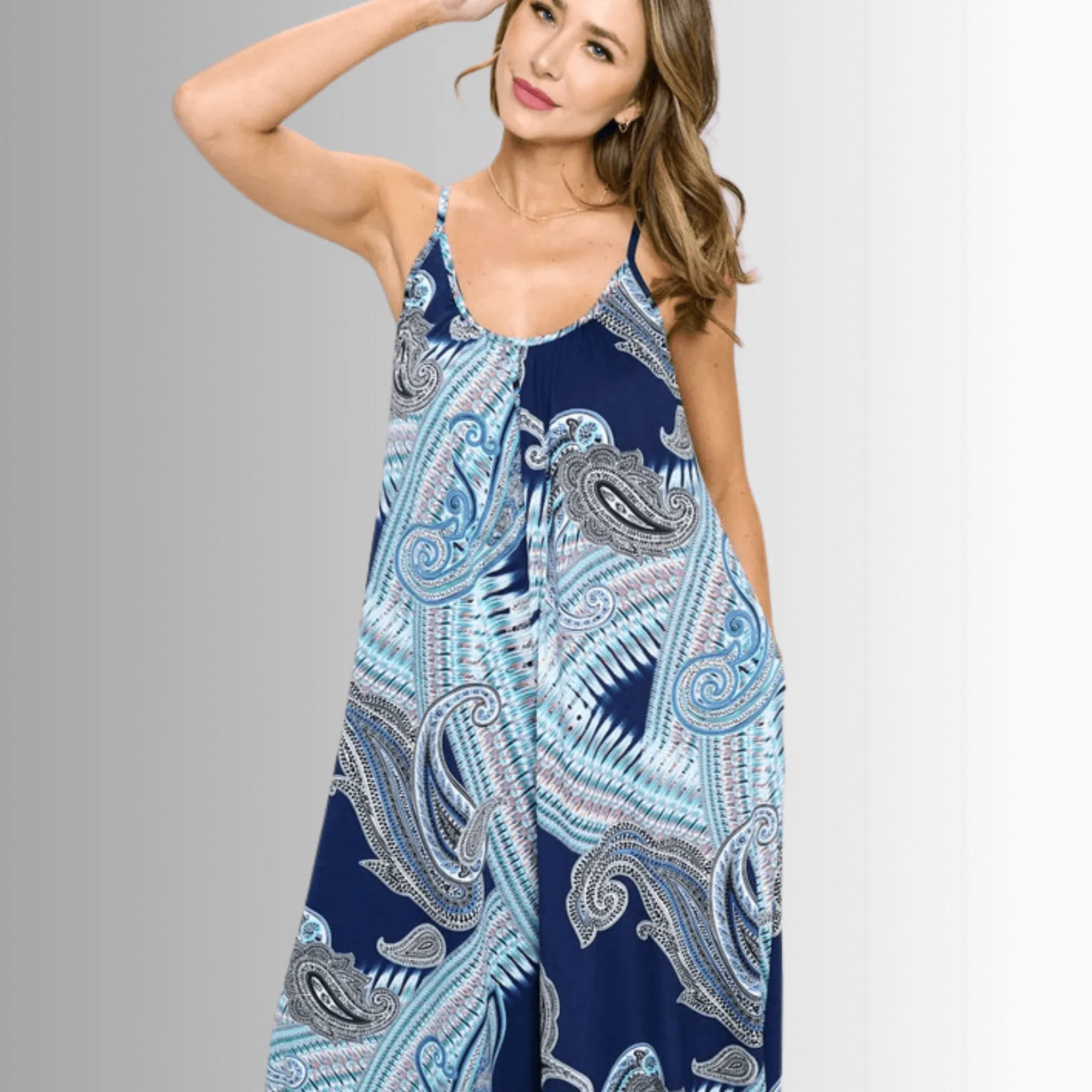 Blue Paisley Jumpsuit Romper Made in USA