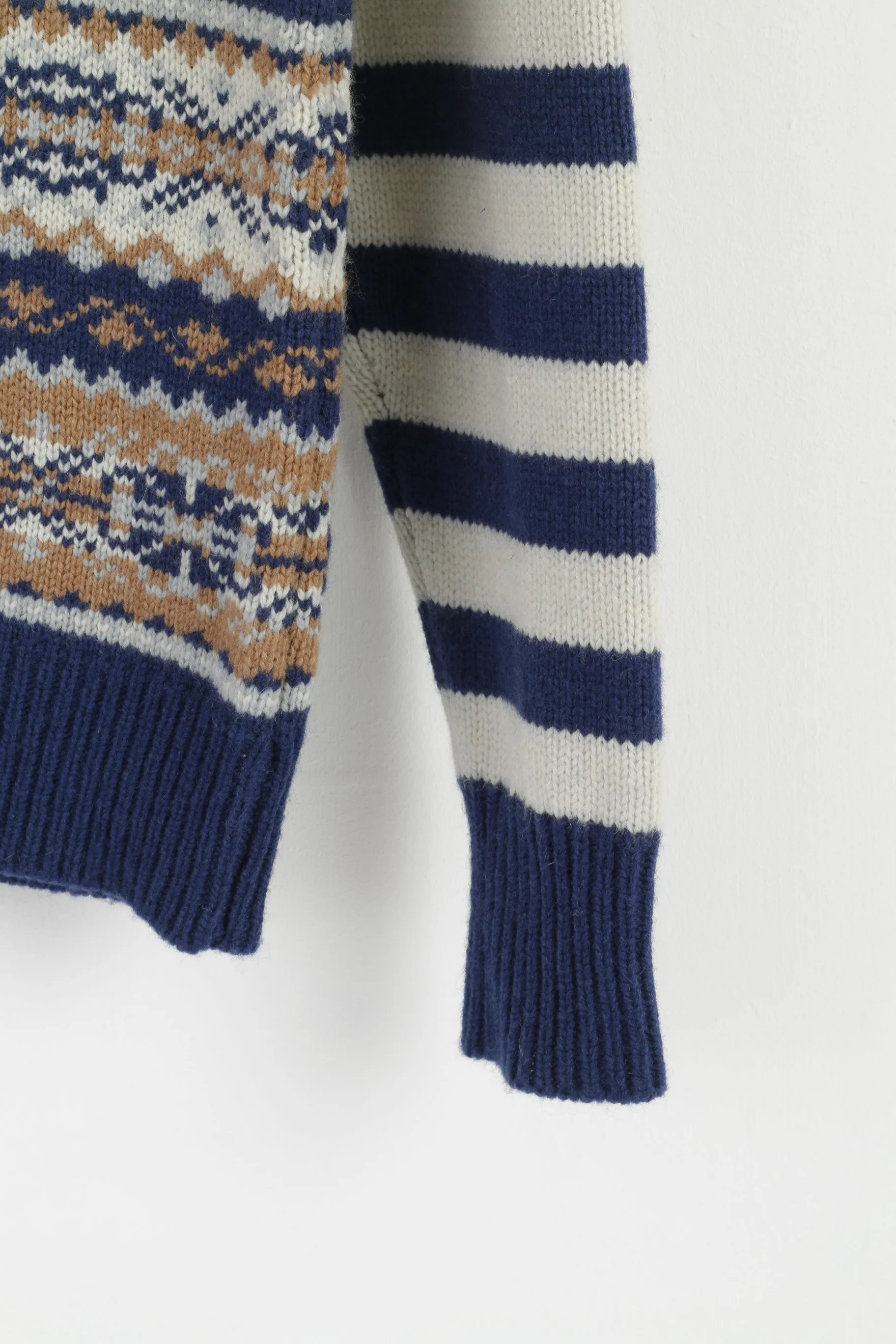 Brandsdal Norway Women L Jumper Blue Wool Crew Neck Nordic Long Sweater