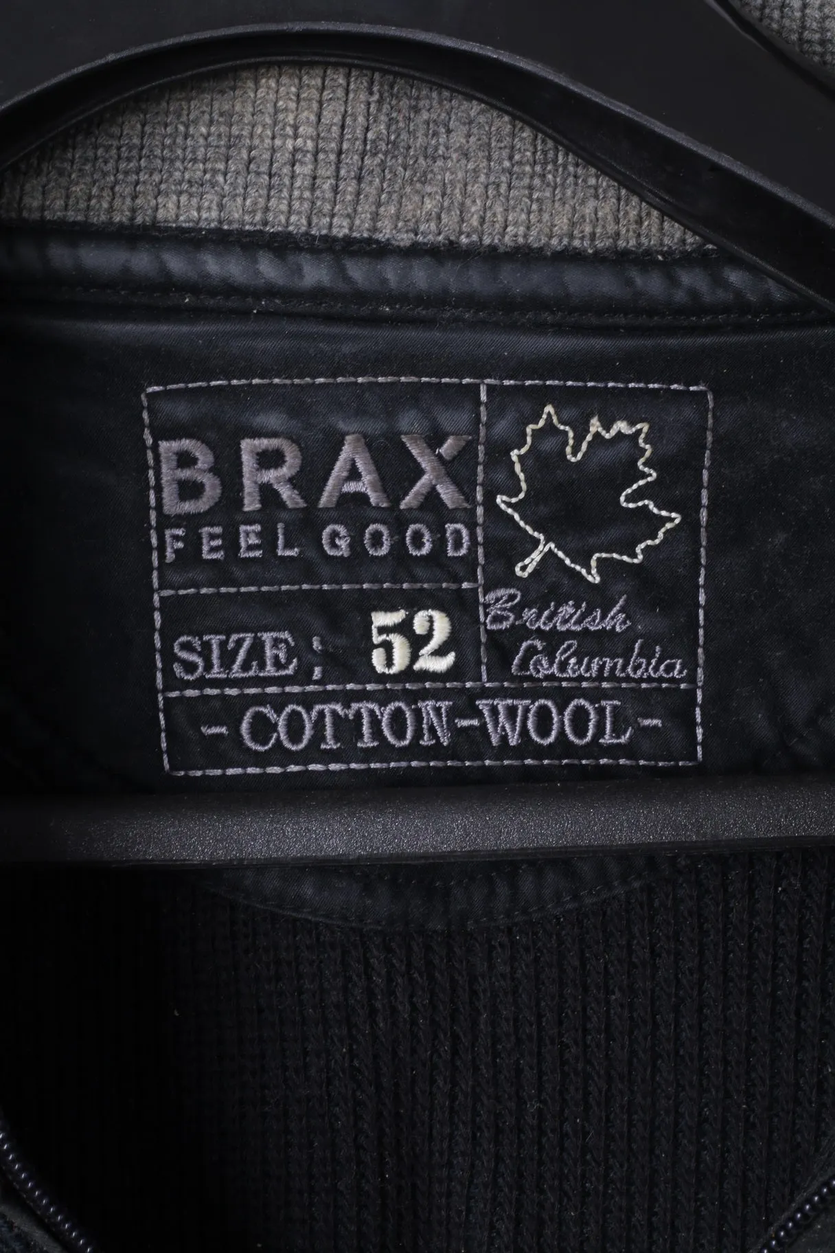 BRAX Mens 52 L Jumper Black Striped Zip Neck Wool Cotton Blend Sweater