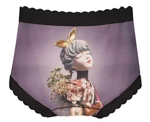 Breathable Patterned Cotton Silk Gynecological Panties