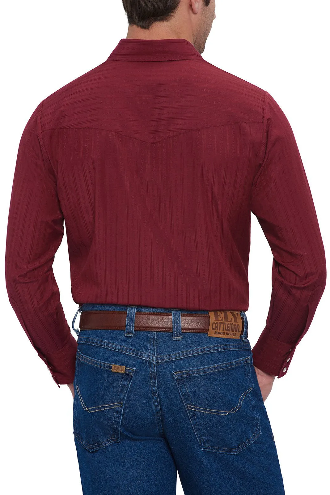 Burgundy Long Sleeve Tone on Tone Western Shirt