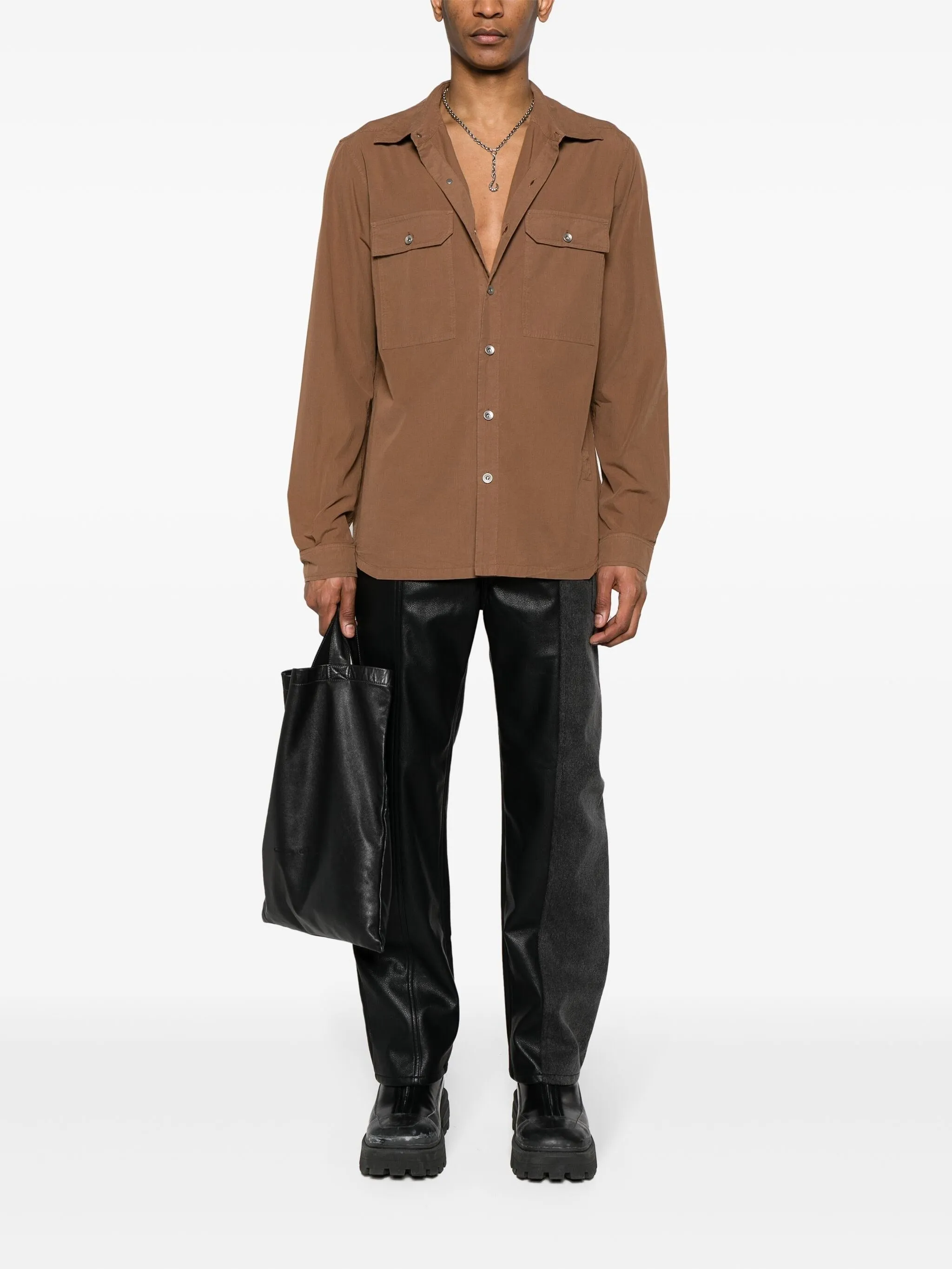 BUTTON-UP COTTON LONG-SLEEVE SHIRT