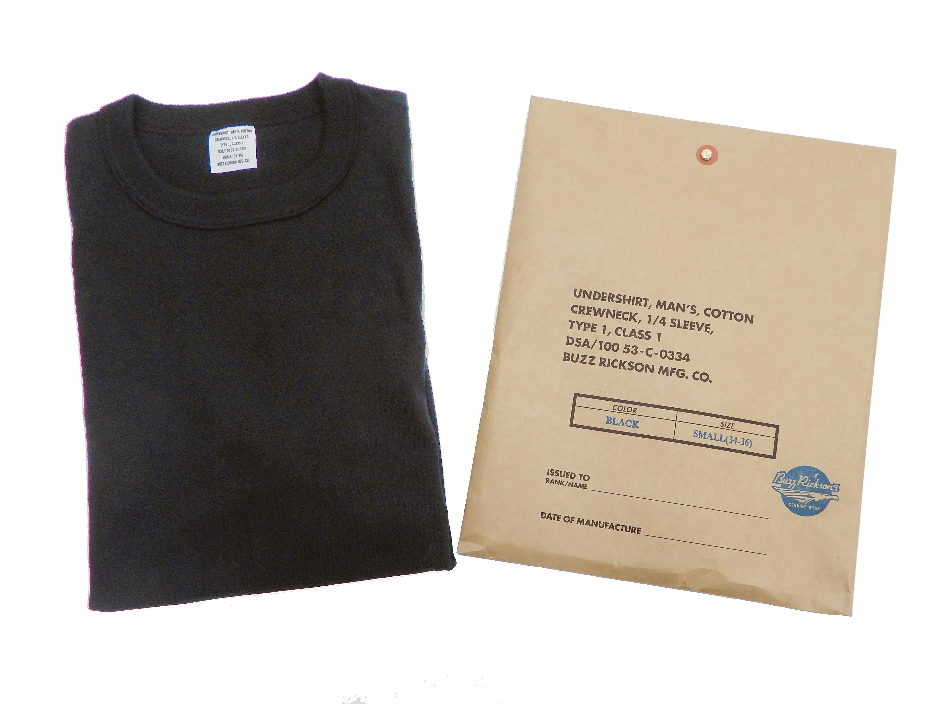 Buzz Rickson T-shirt Men's Plain T shirt Short Sleeve Loopwheel Tee BR78960 119 Black