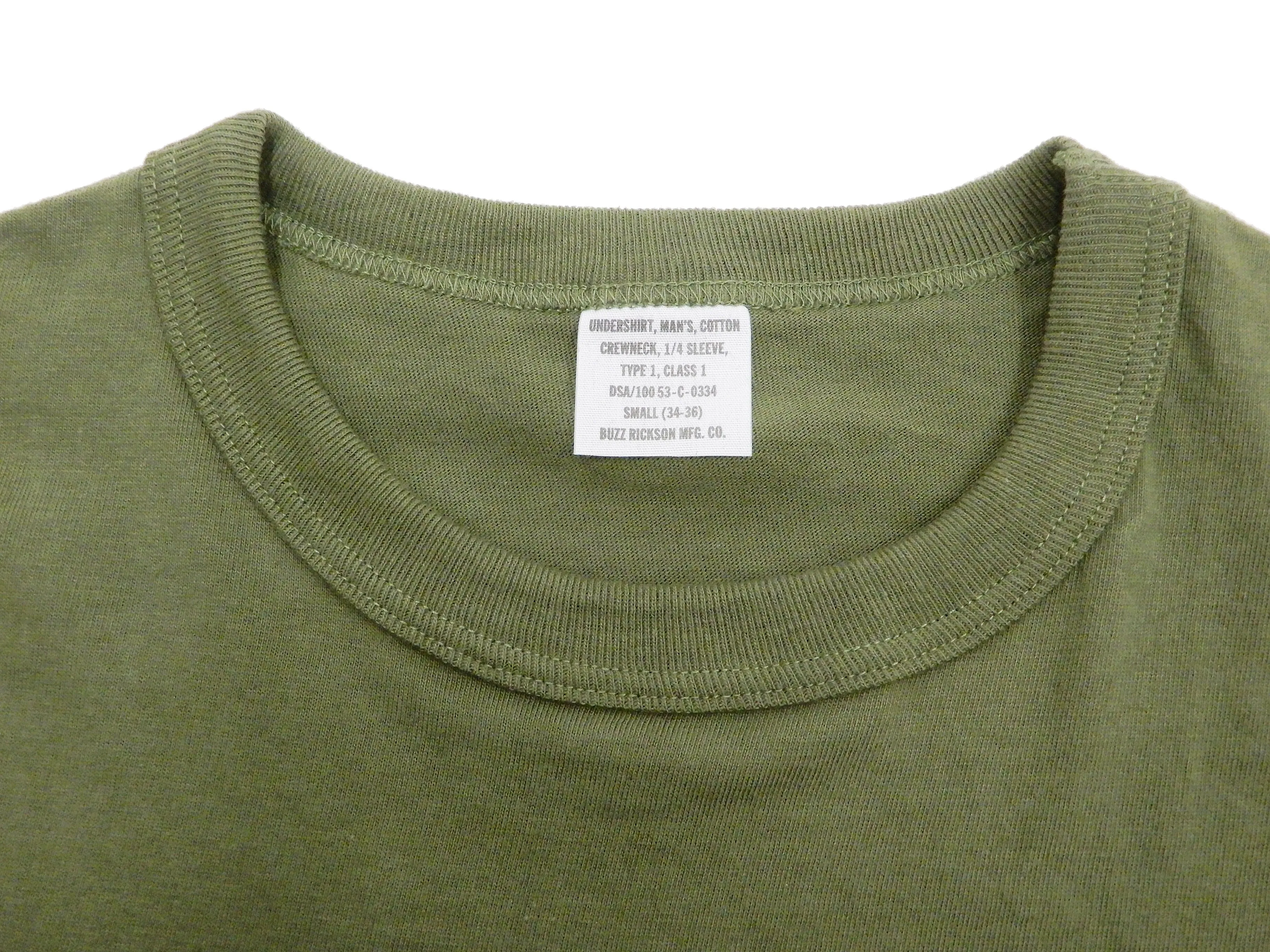 Buzz Rickson T-shirt Men's Plain T shirt Short Sleeve Loopwheel Tee BR78960 149 Olive