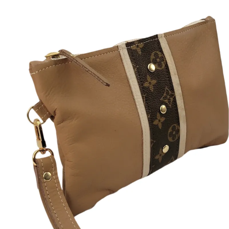 Cathy Wristlet In Mocha Mousse Leather | Upcycled LV