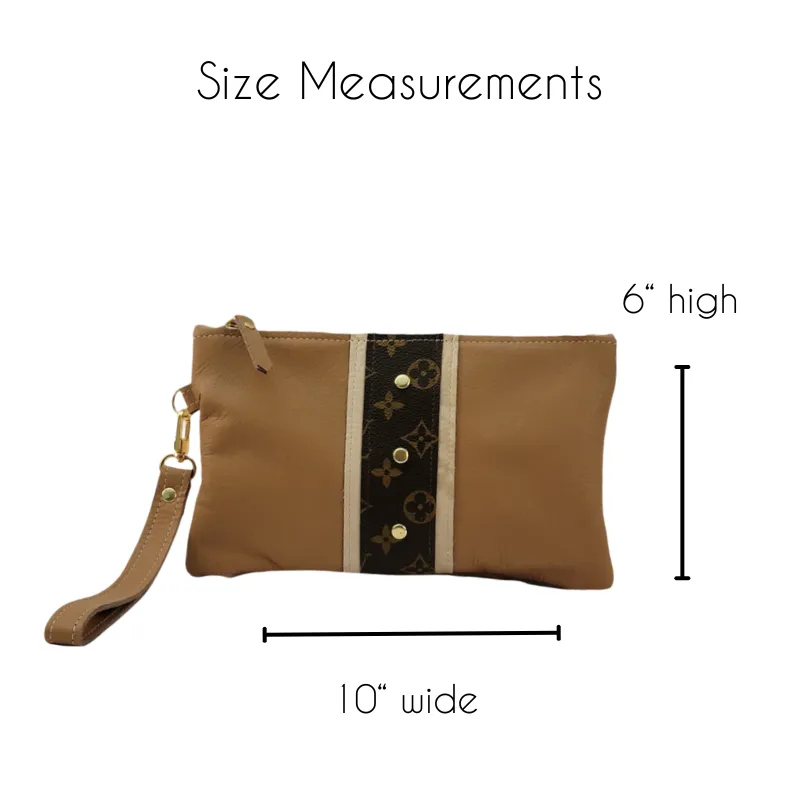 Cathy Wristlet In Mocha Mousse Leather | Upcycled LV