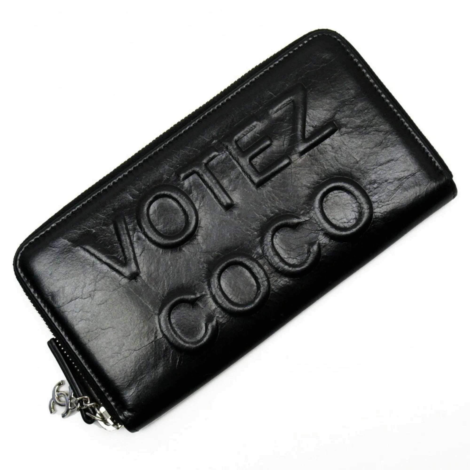 Chanel Black Leather Coco Mark wallet accessories