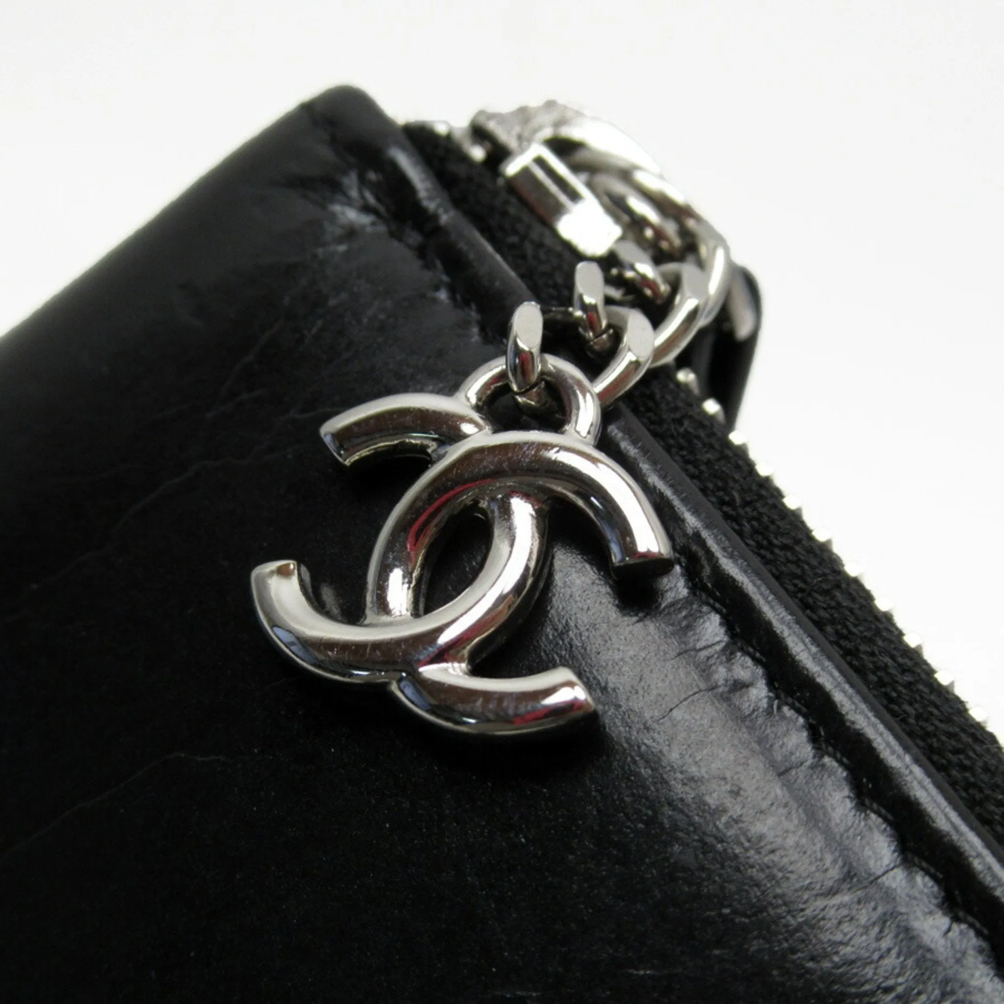 Chanel Black Leather Coco Mark wallet accessories