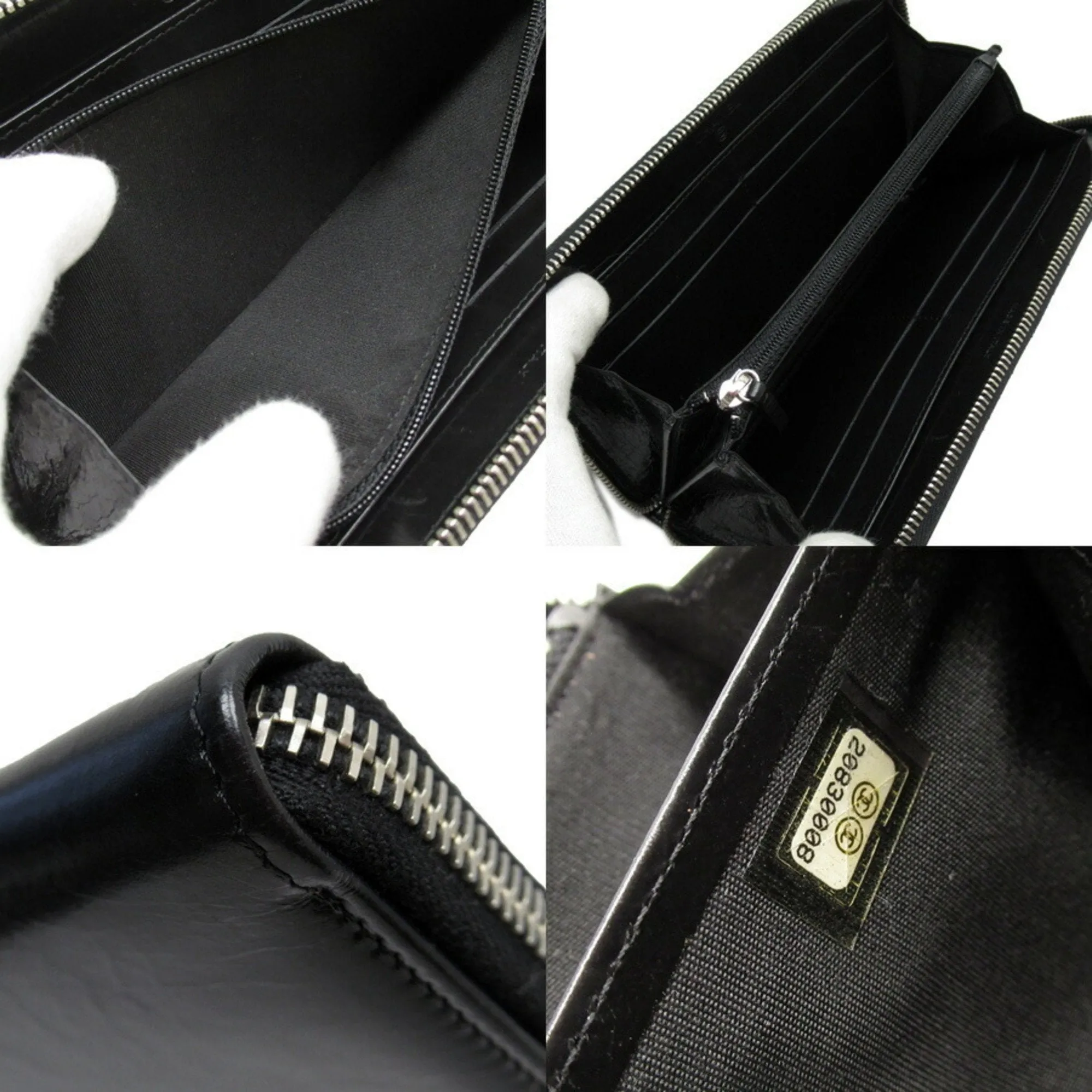 Chanel Black Leather Coco Mark wallet accessories