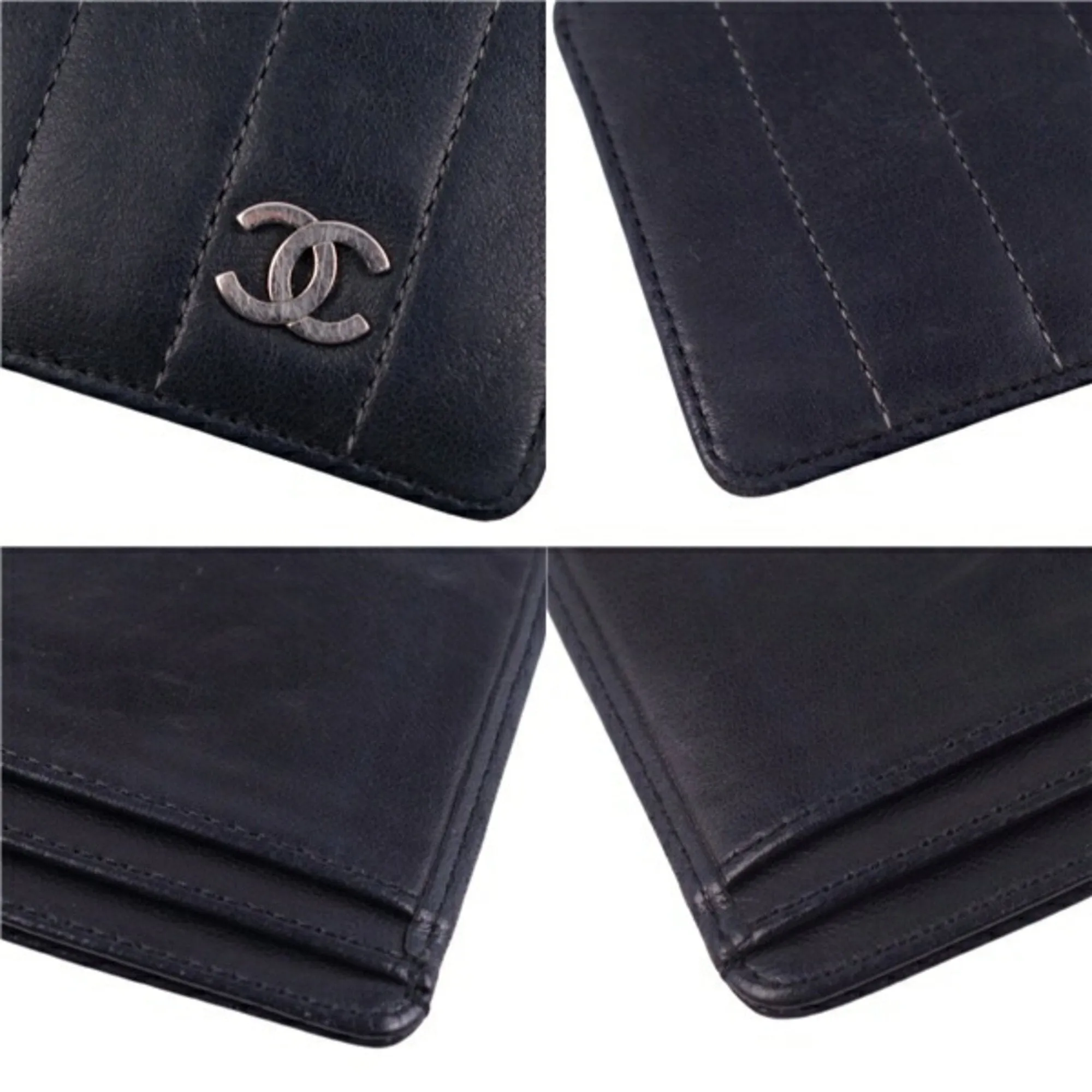 Chanel Black Leather Porte carte wallet accessories