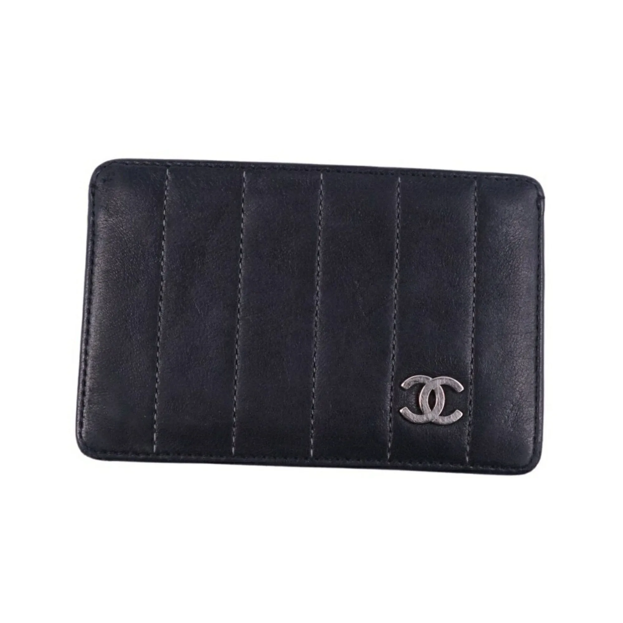 Chanel Black Leather Porte carte wallet accessories