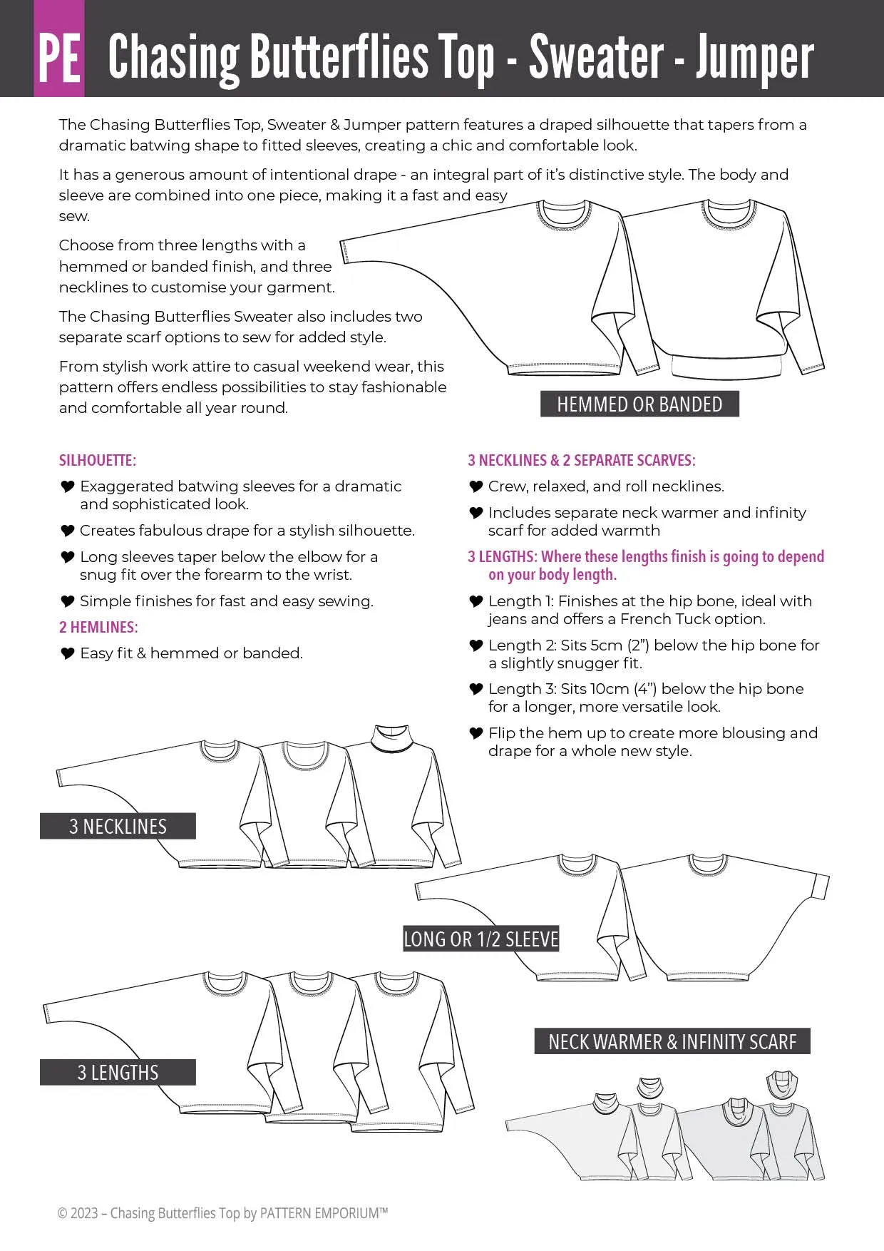 Chasing Butterflies | Batwing Top & Sweater Sewing Pattern