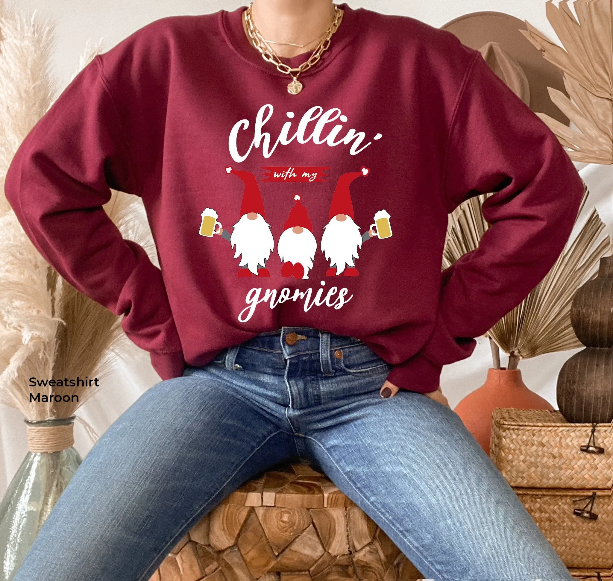 Chillin With My Gnomies Sweatshirt, Funny Chilling Gnomies Shirt, Gnomes Christmas Shirt, Christmas Gnomies Matching Family, C6250